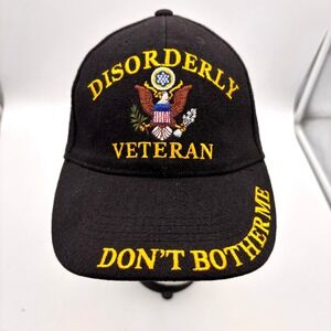 Black Embroidered Baseball Cap Disorderly Veteran Dont Bother Me Military USA